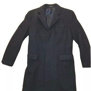 ||VINTAGE|| Club Monaco Mens Top Coat Navy Shadow Plaid Size Medium
